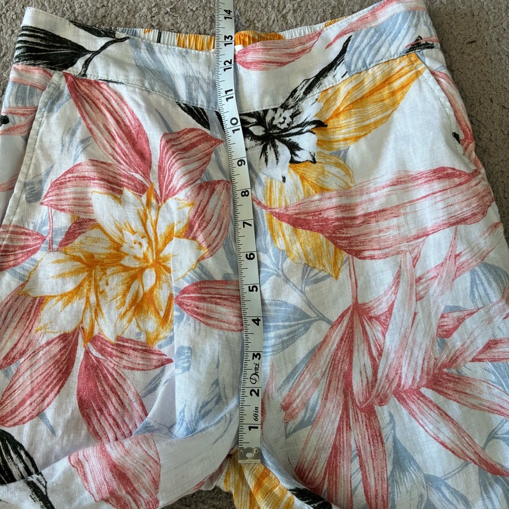 C&C California Wide Leg 100% Linen Pants Floral Design Women’s Size Small - Picture 9 of 10